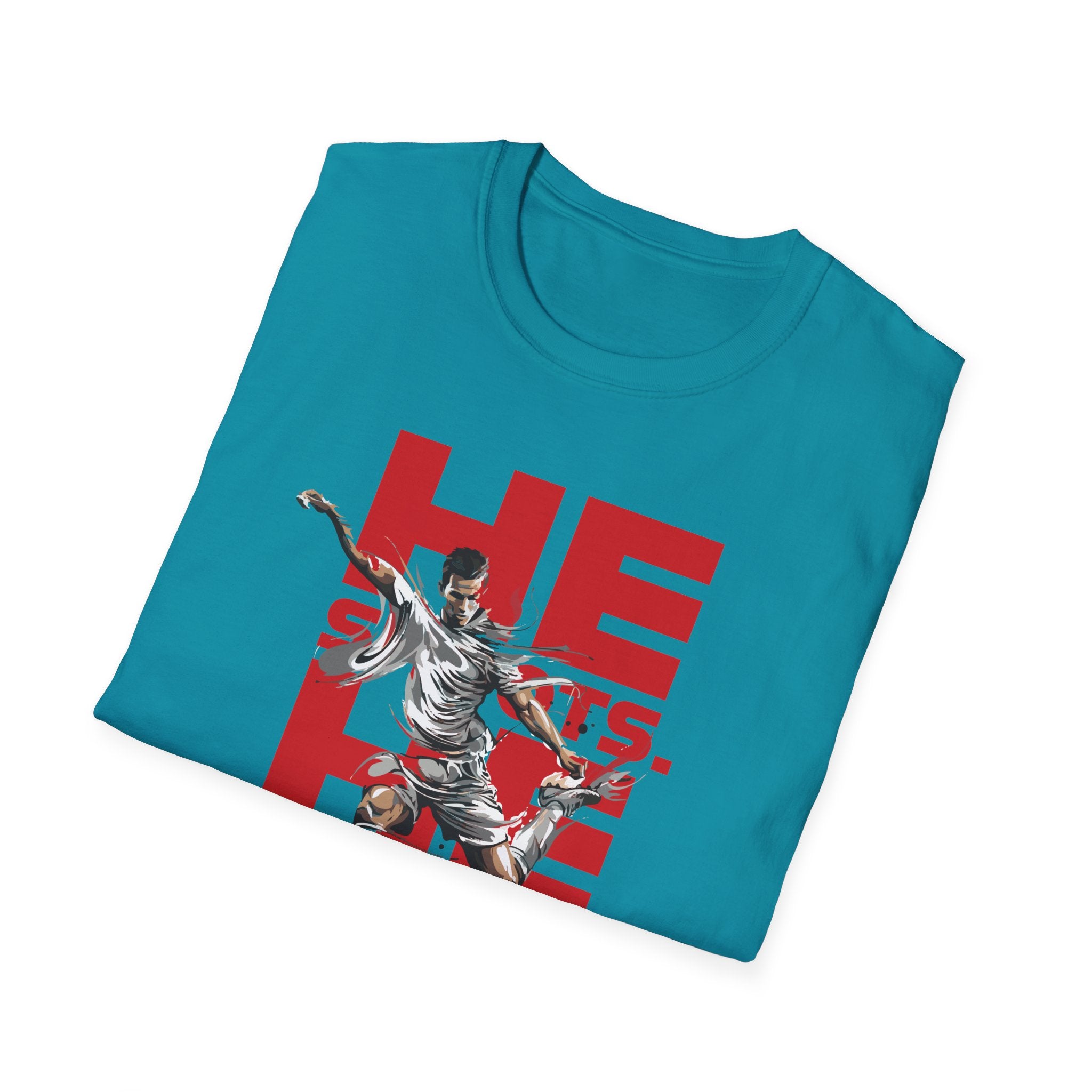 He Shoots, He Scores | Premium Soccer T-Shirt
