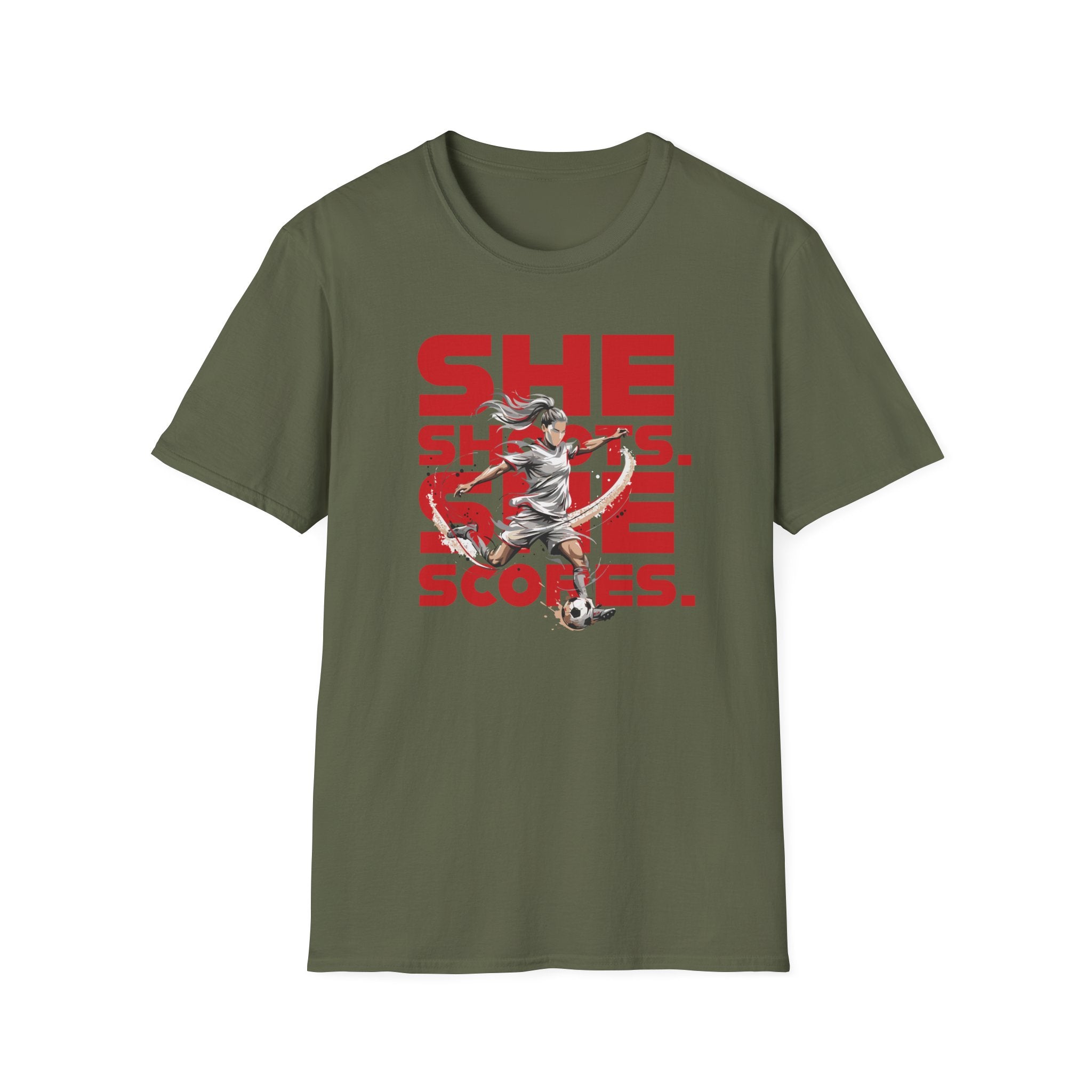 She Shoots, She Scores | Premium Soccer T-Shirt