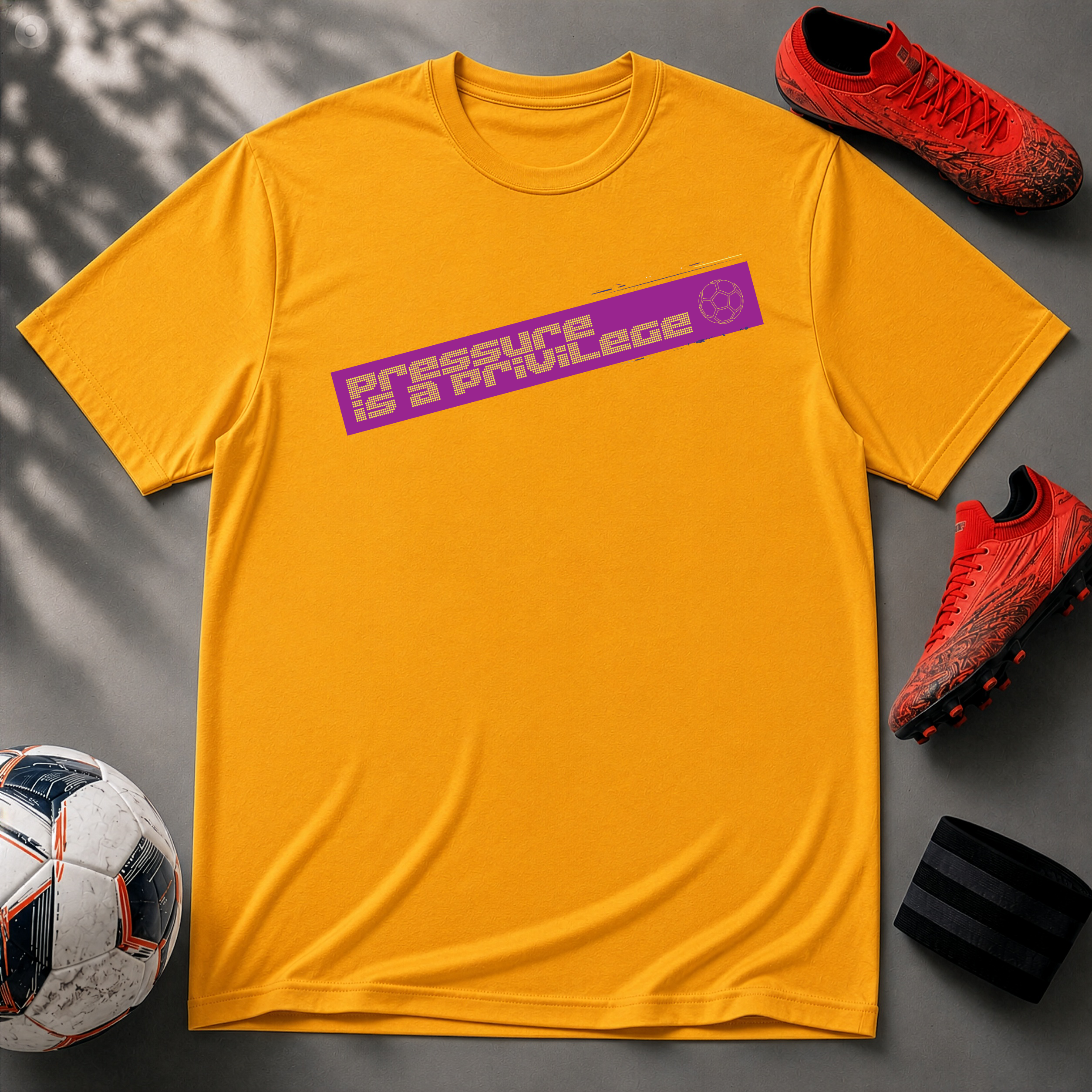 Pressure Is a Privilege | Purple Edition | Premium Soccer T-Shirt