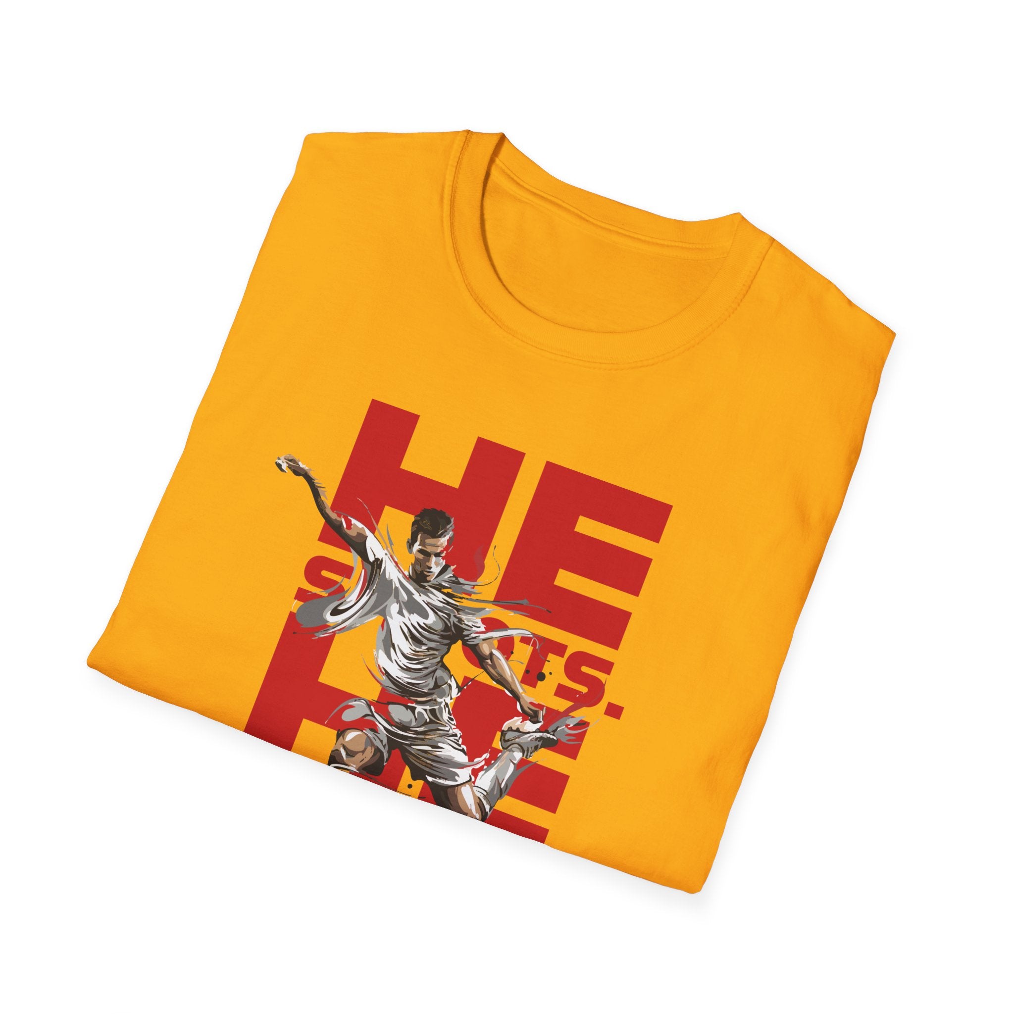 He Shoots, He Scores | Premium Soccer T-Shirt