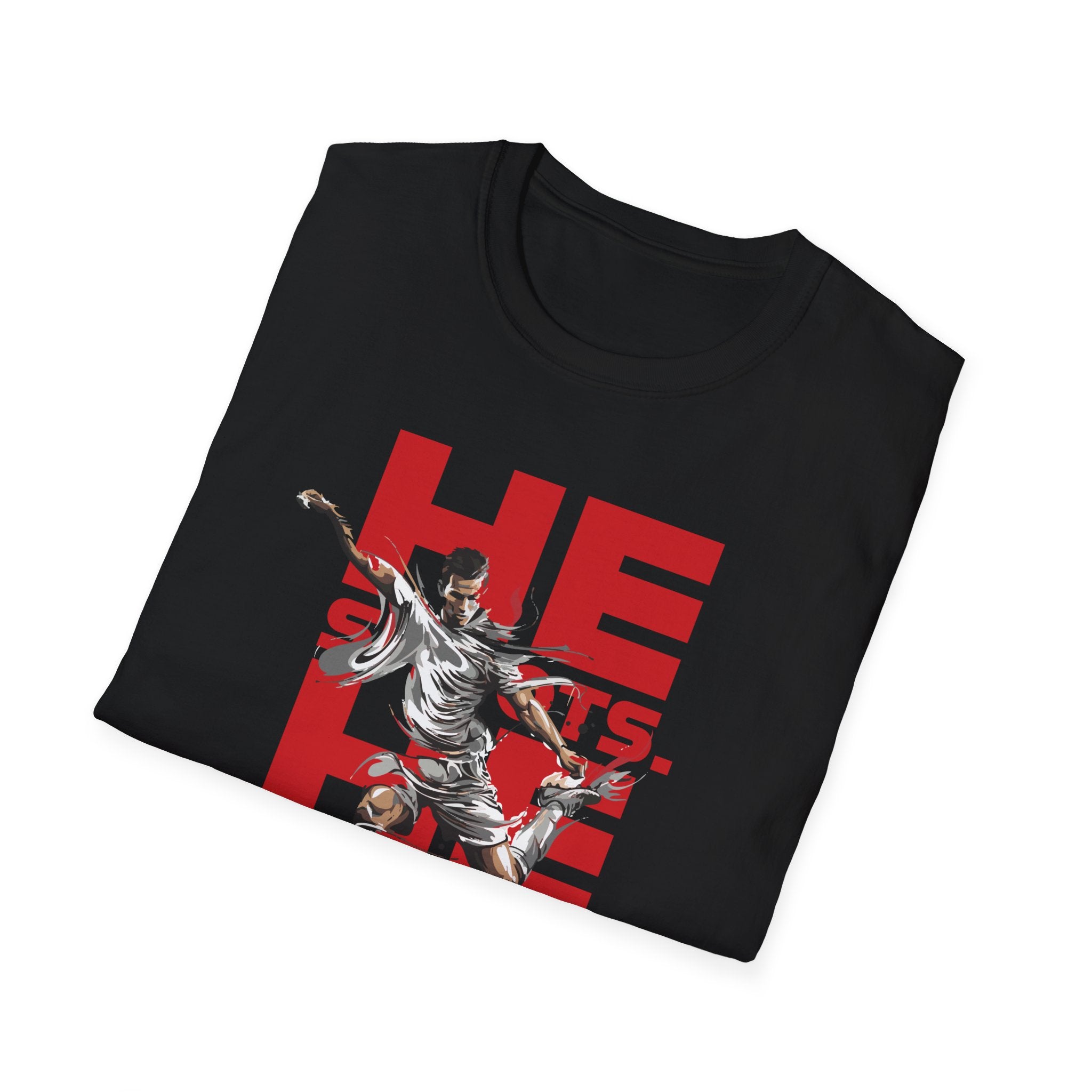 He Shoots, He Scores | Premium Soccer T-Shirt