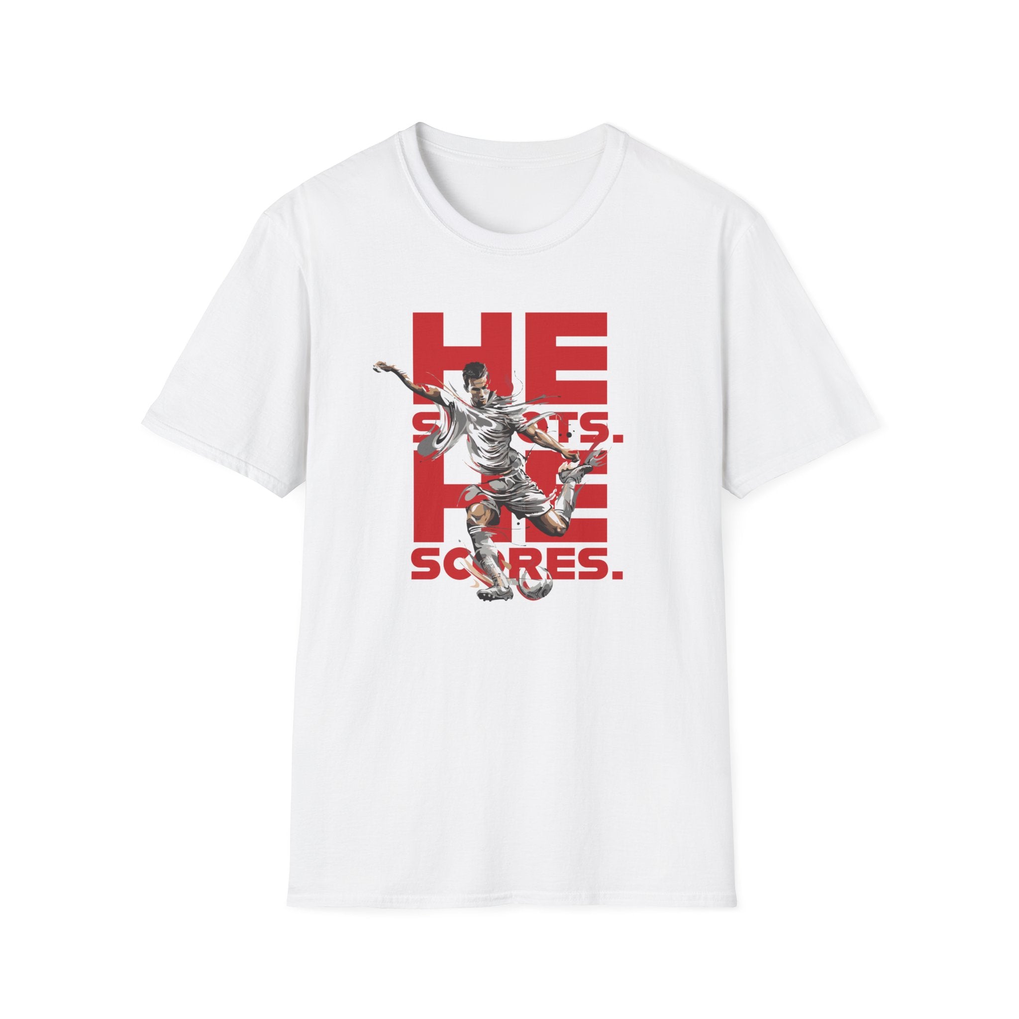He Shoots, He Scores | Premium Soccer T-Shirt