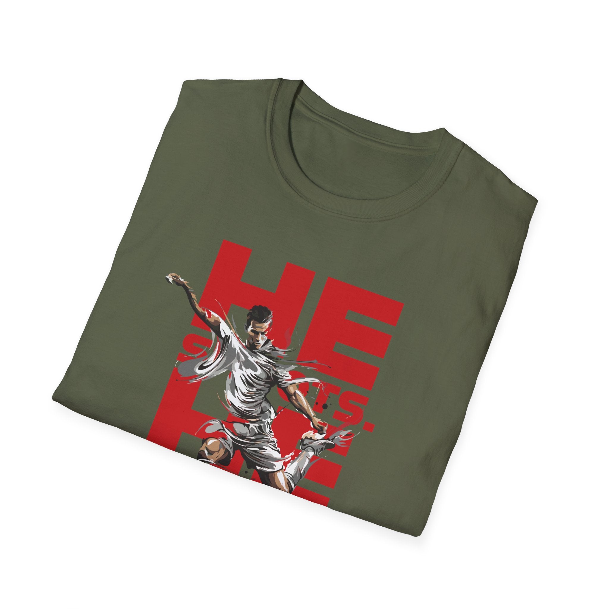 He Shoots, He Scores | Premium Soccer T-Shirt