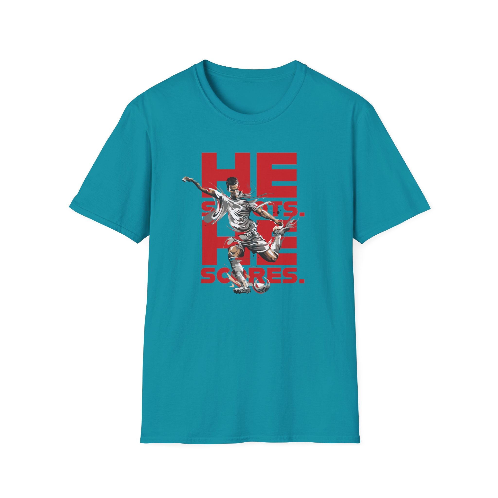 He Shoots, He Scores | Premium Soccer T-Shirt