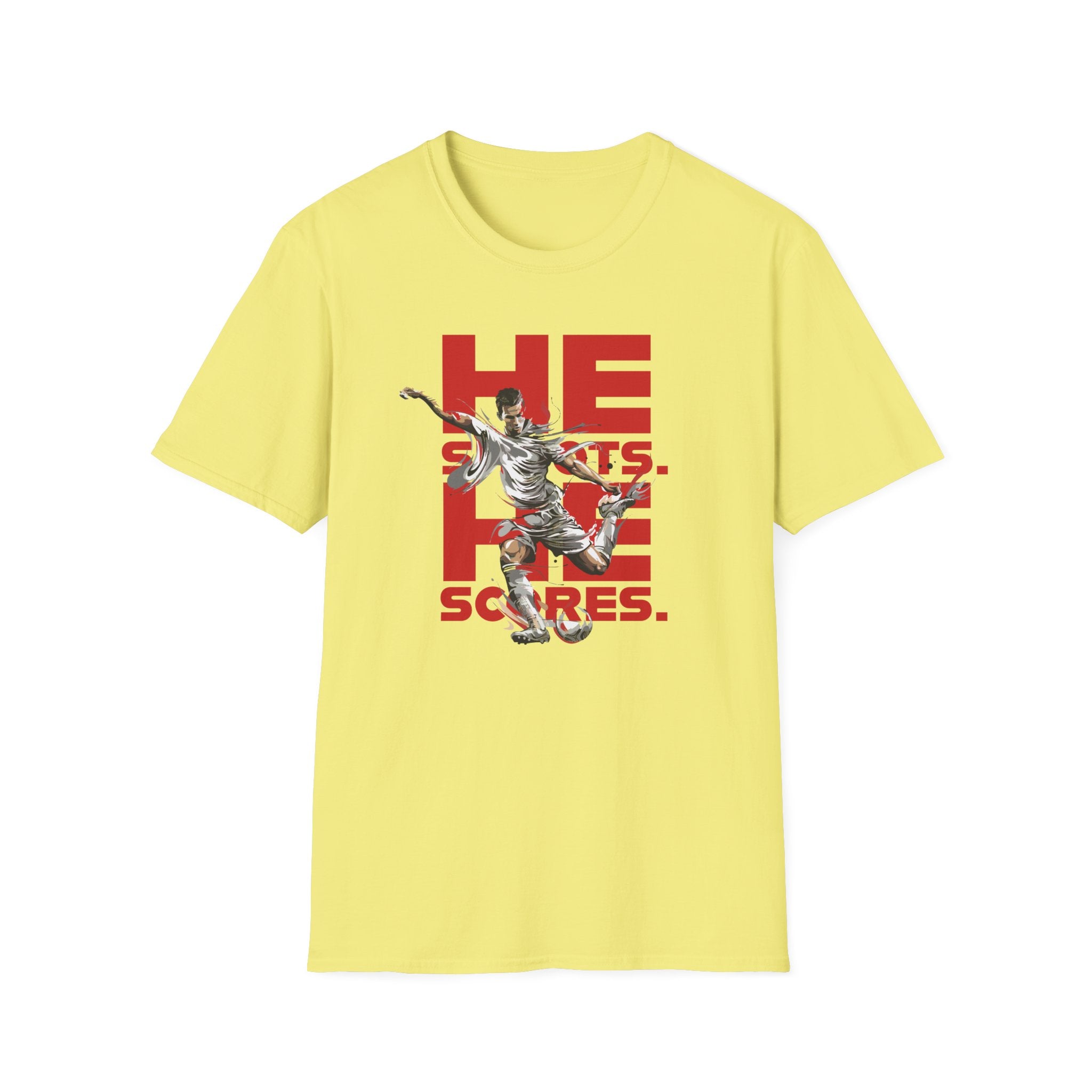 He Shoots, He Scores | Premium Soccer T-Shirt