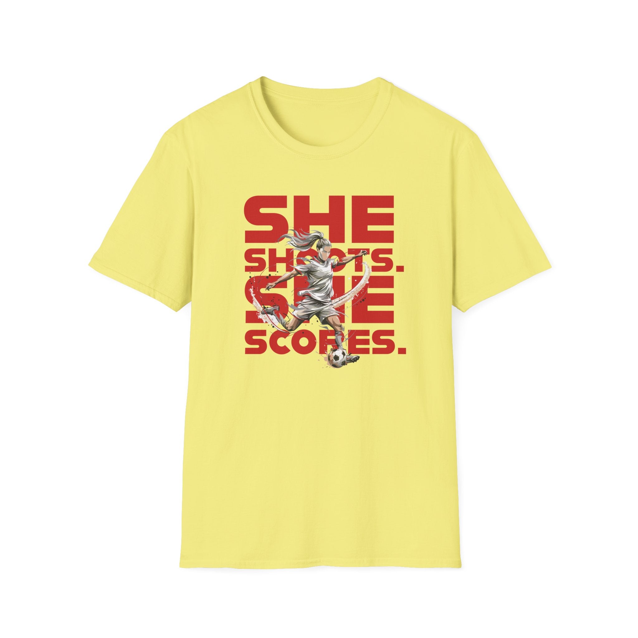 She Shoots, She Scores | Premium Soccer T-Shirt