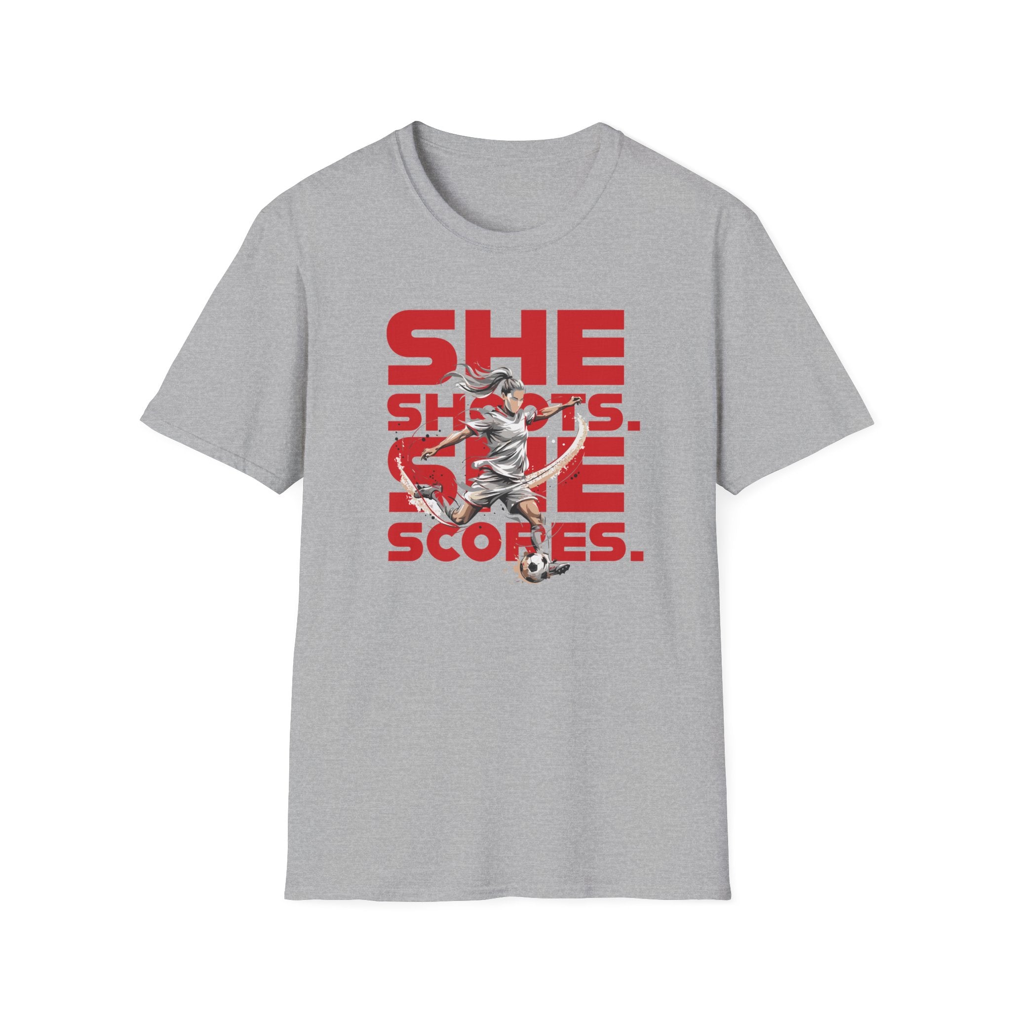 She Shoots, She Scores | Premium Soccer T-Shirt