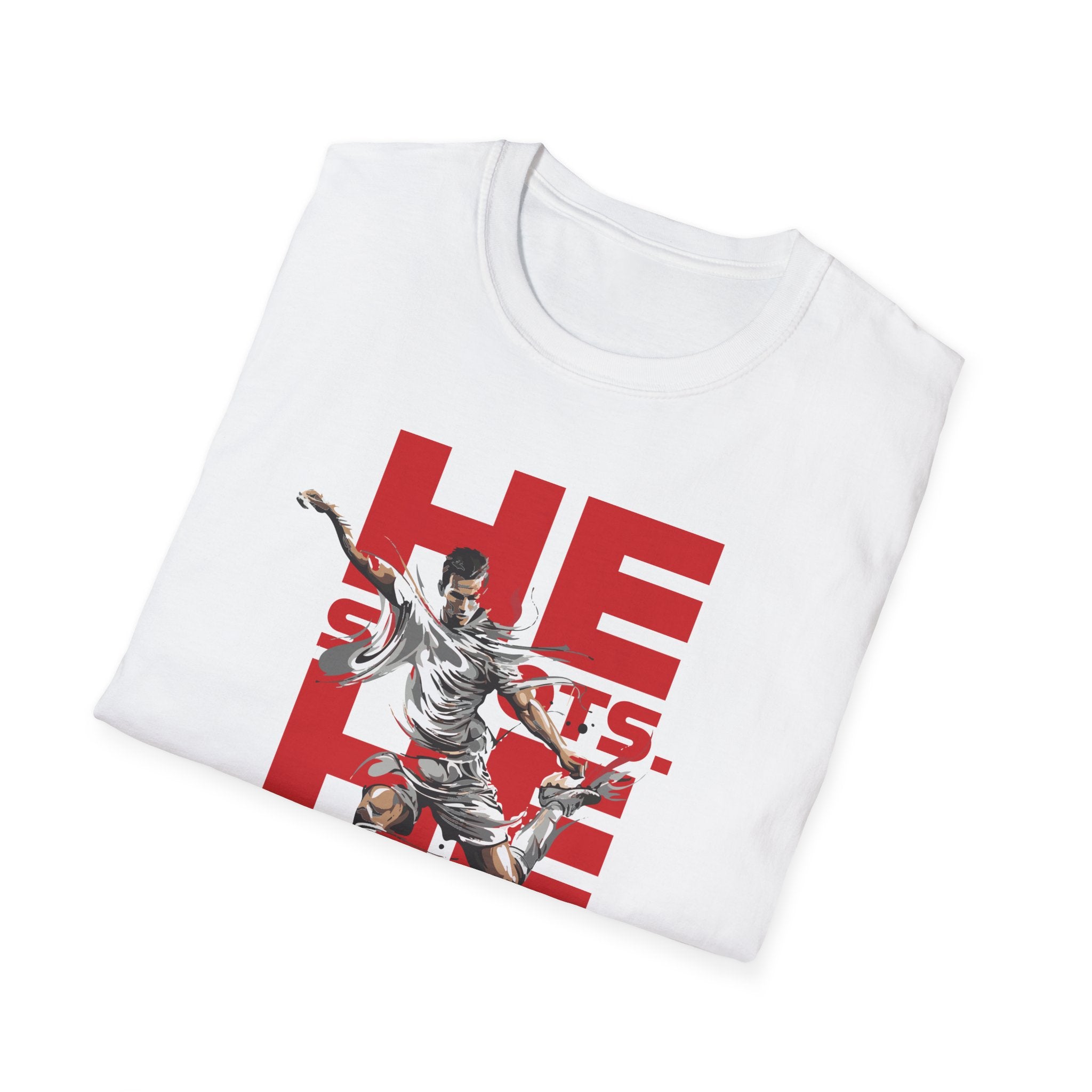 He Shoots, He Scores | Premium Soccer T-Shirt